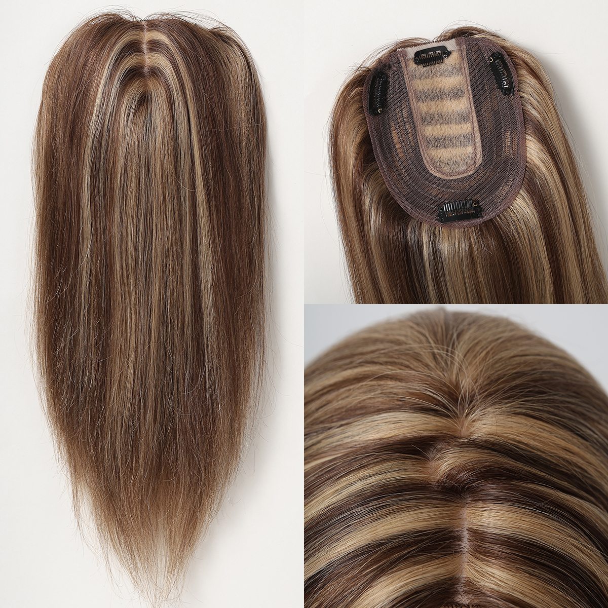 Natural Human Hair Topper for Women Lace And Silk Base