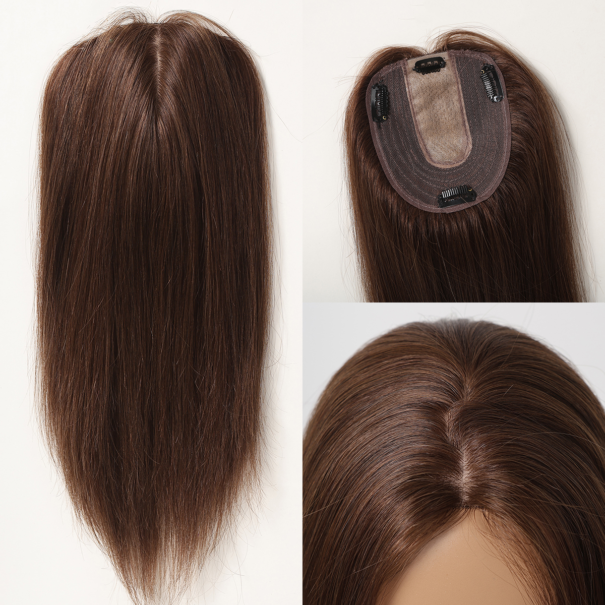 Natural Human Hair Topper for Women Lace And Silk Base - Image 2
